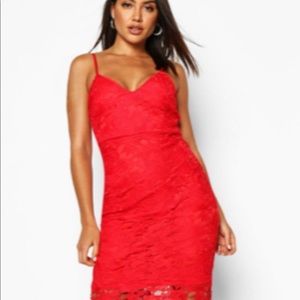 Boohoo Red Lace Dress